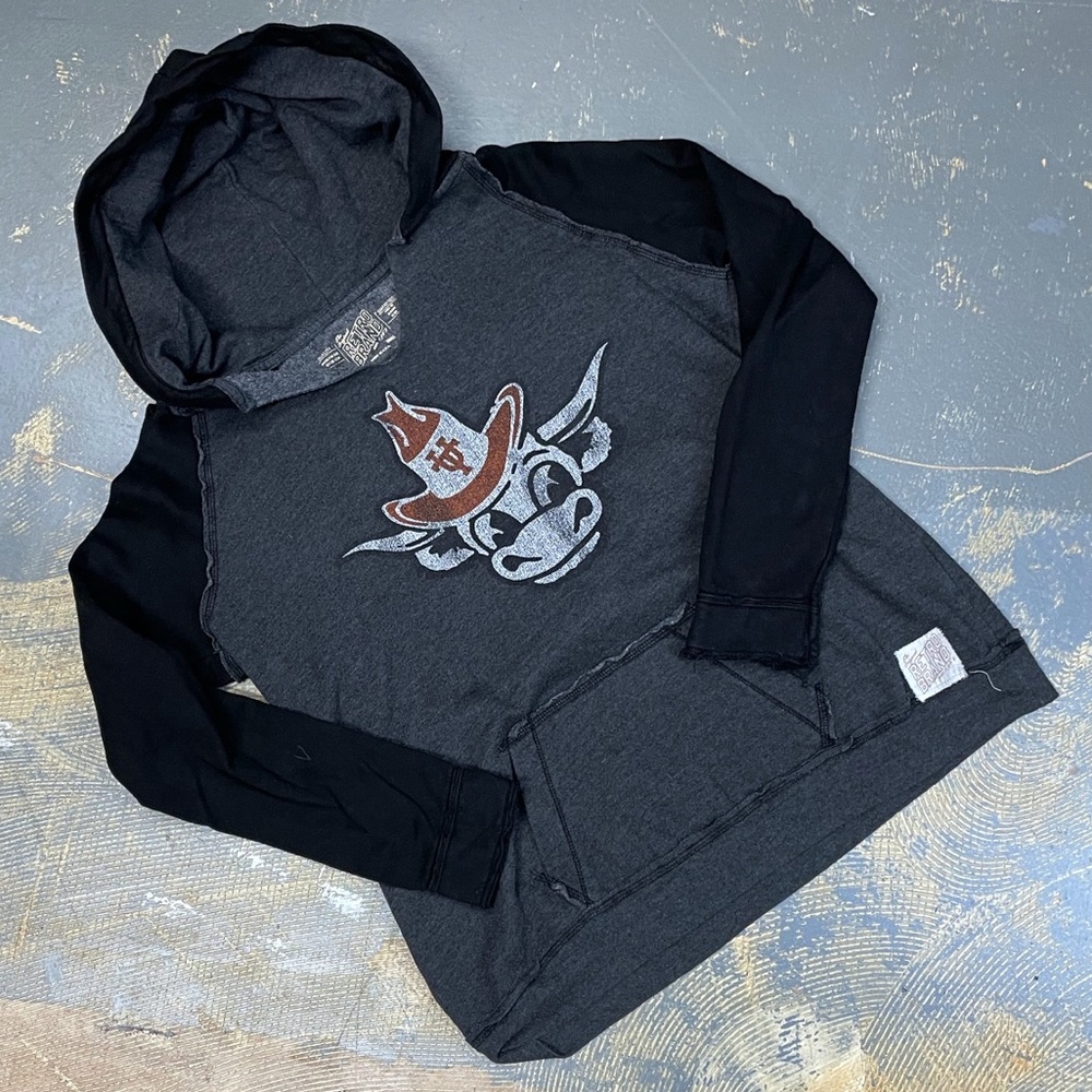 Texas Longhorns Retro Pull Over Hooded Sweater Small Bevo University